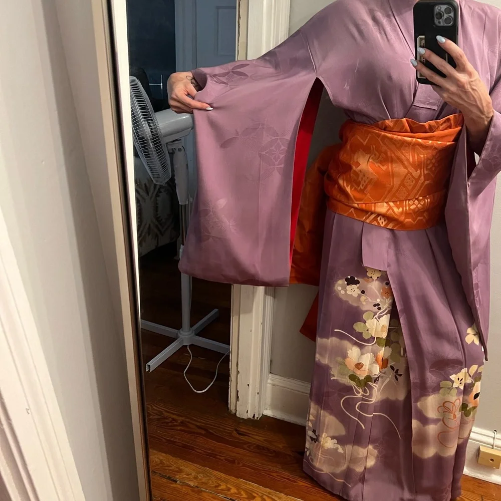 Genuine Japanese kimono with obi - Picture 3 of 5